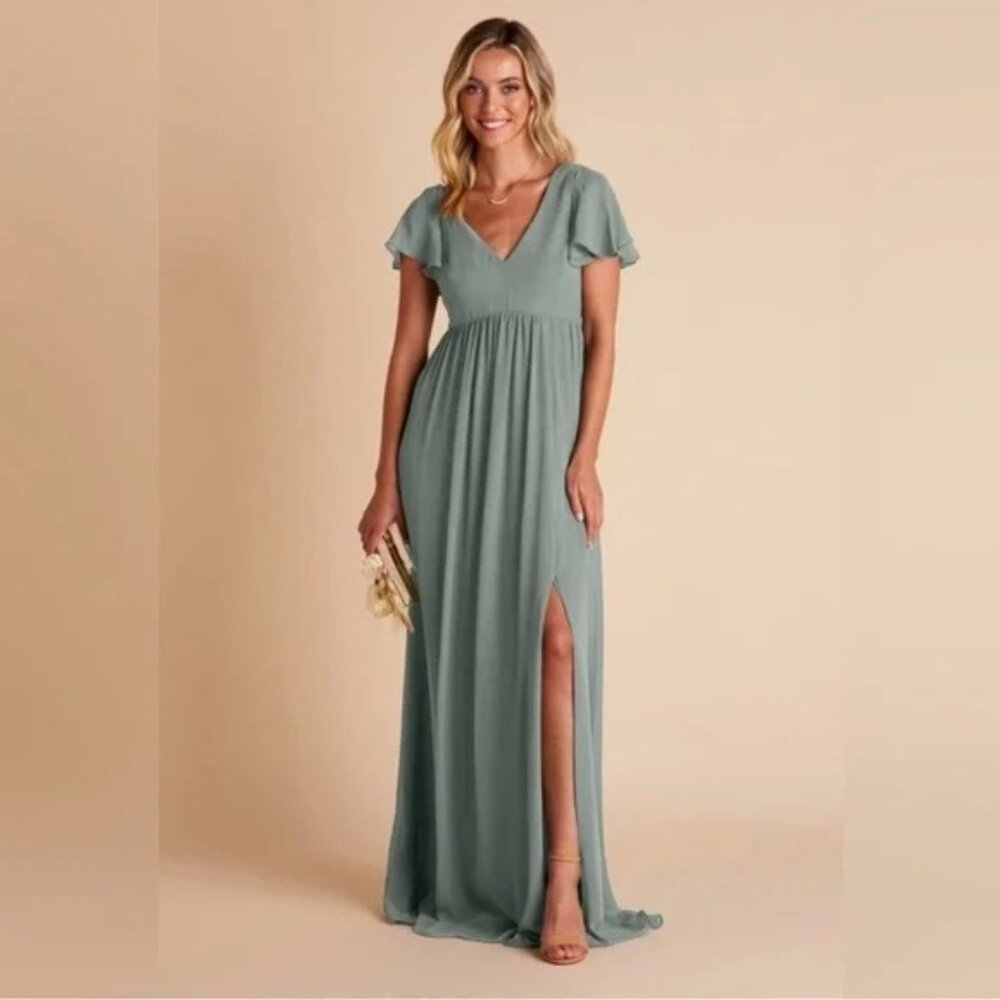 Birdy Grey S Hannah Empire Dress Pockets Chiffon Sea Glass Bridesmaid Wedding